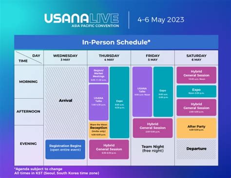 Usana 2023 Schedule